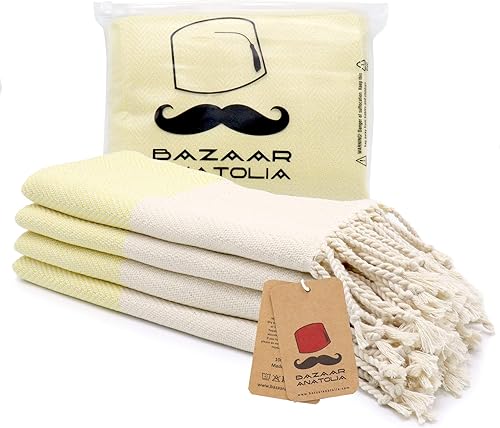 Vista 38 de Bazaar Anatolia - Juego de 4 toallas de mano turcas 39" x 19" - Toalla decorativa turca para baño, 100% algodón, cocina, cara, cabello, té, paño