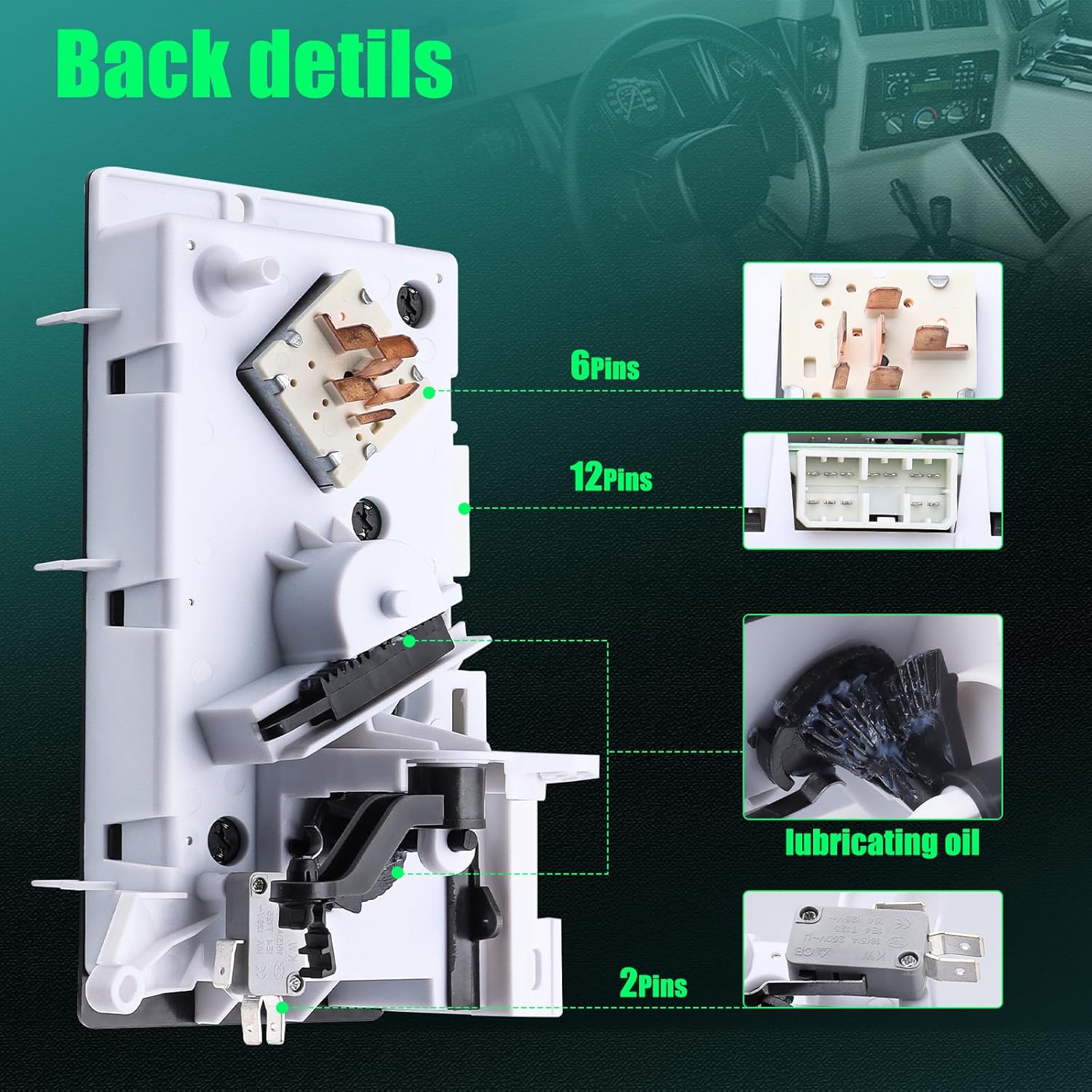 AC Heater Climate Control Switch Compatible with 2001 2002 2003 2004 2005 2006 2007 Mack CH613 CV713 CXN612 CXN613 Climate Control Plate Module with Front Windshield Defog Replaces 7787-880011 3899002