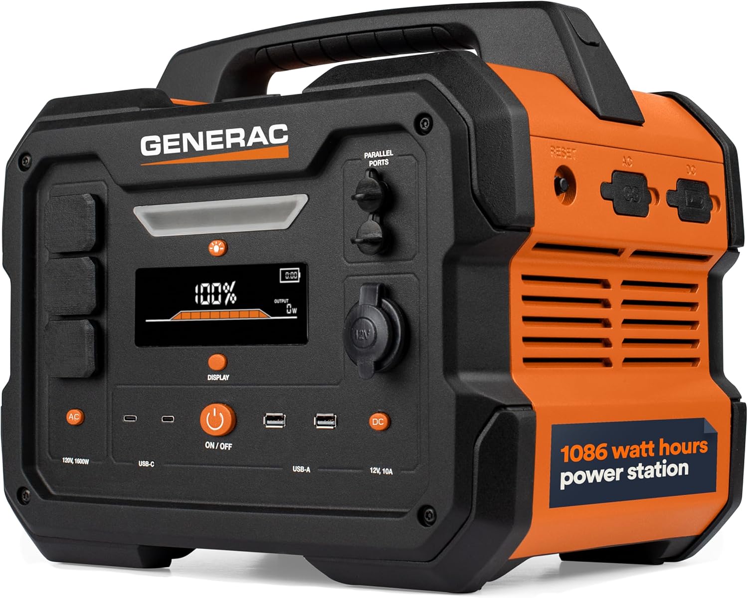 Generac 1086Wh Portable Power Station with Lithium-Ion Battery - Clean