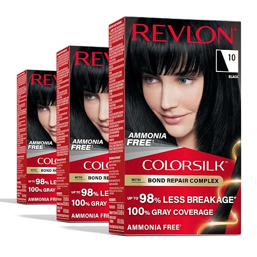 Revlon ColorSilk with Bond Repair Hair Color 10 Black 3pk