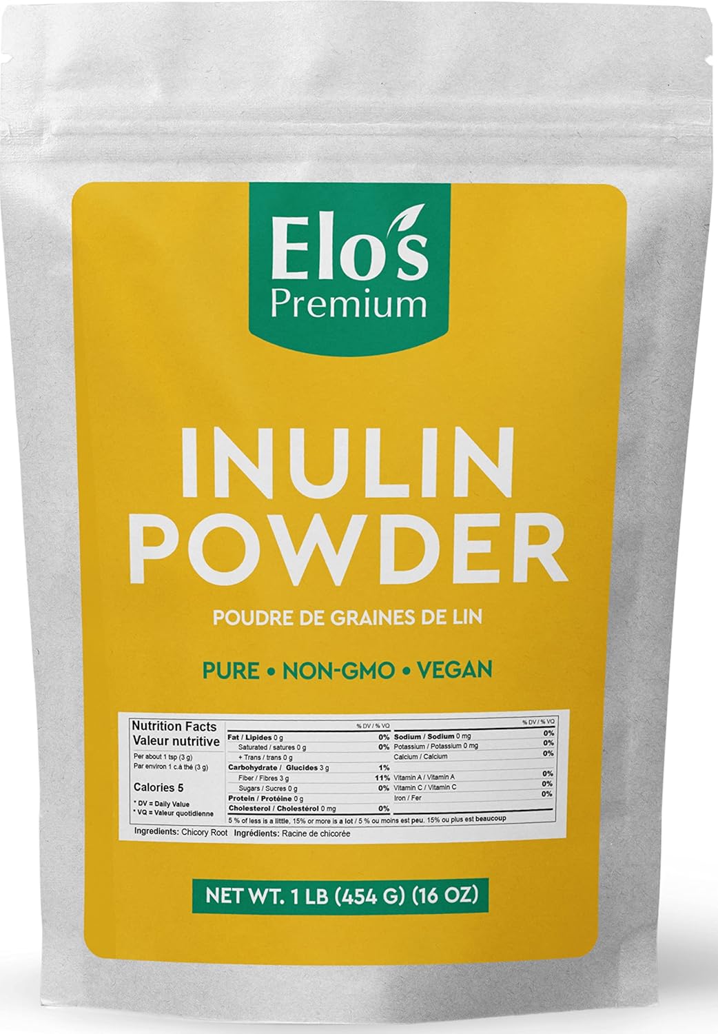 Inulin Powder (1lb ) by Elo's Premium 100 Food Grade Organic Inulin