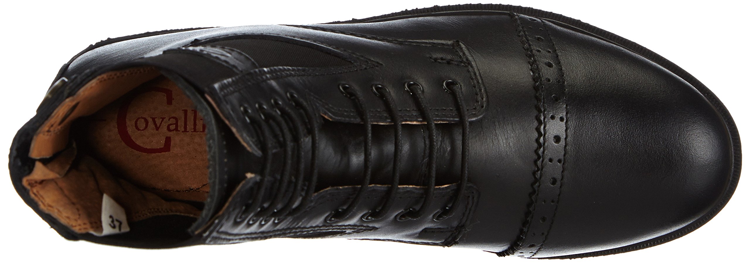 Covalliero Reitstiefelette Monaco für Damen | Größe 37, Schwarz, Schnürstiefel aus Leder mit Schnürung und praktischem Reißverschluss