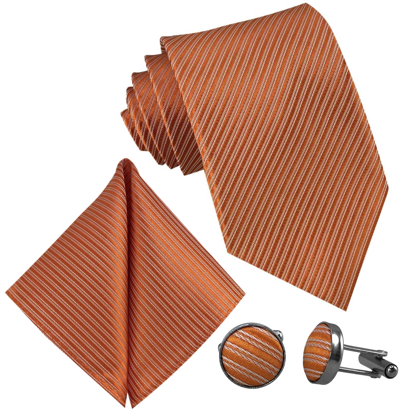Men's Striped Necktie Orange PASTELLORANGE(Orange hell Arancio pastello Rigatta