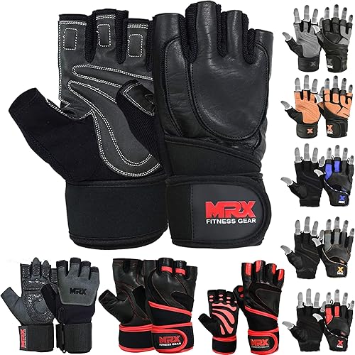MRX - Guantes de levantamiento de pesas con correa de muñeca de 18 pulgadas de largo, para gimnasio, entrenamiento, ejercicio y fitness