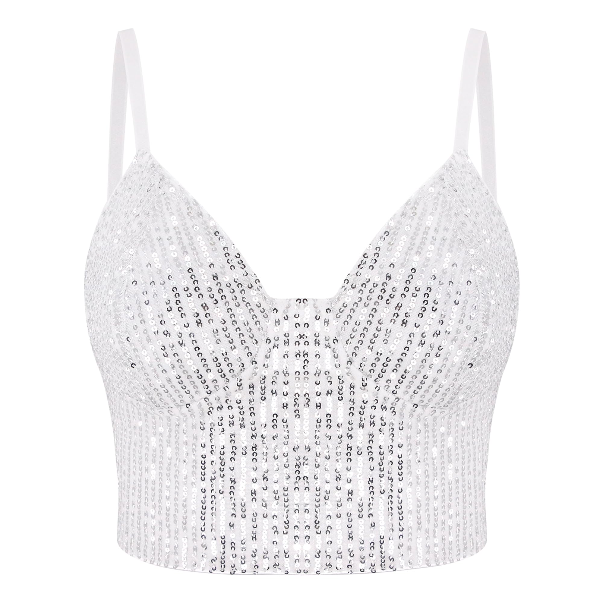 Erinaco Camiseta sin mangas con diamantes de imitación para mujer, con cuentas de color, top de tubo, corsé sexy, brasier de verano