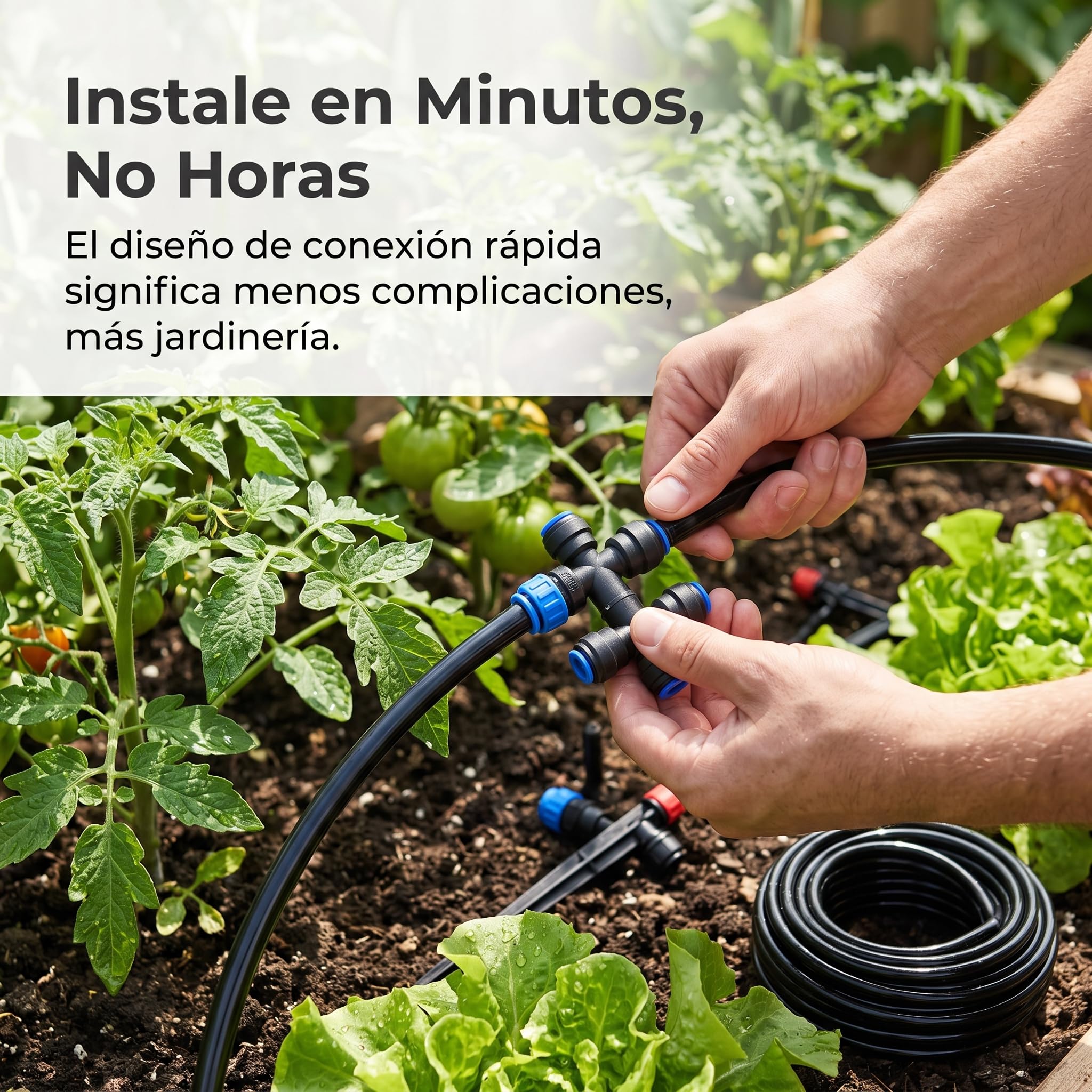 Kit irrigazione a goccia, irrigazione automatica con tubo irrigazione a goccia, regolabile connect, impianto giardino completo