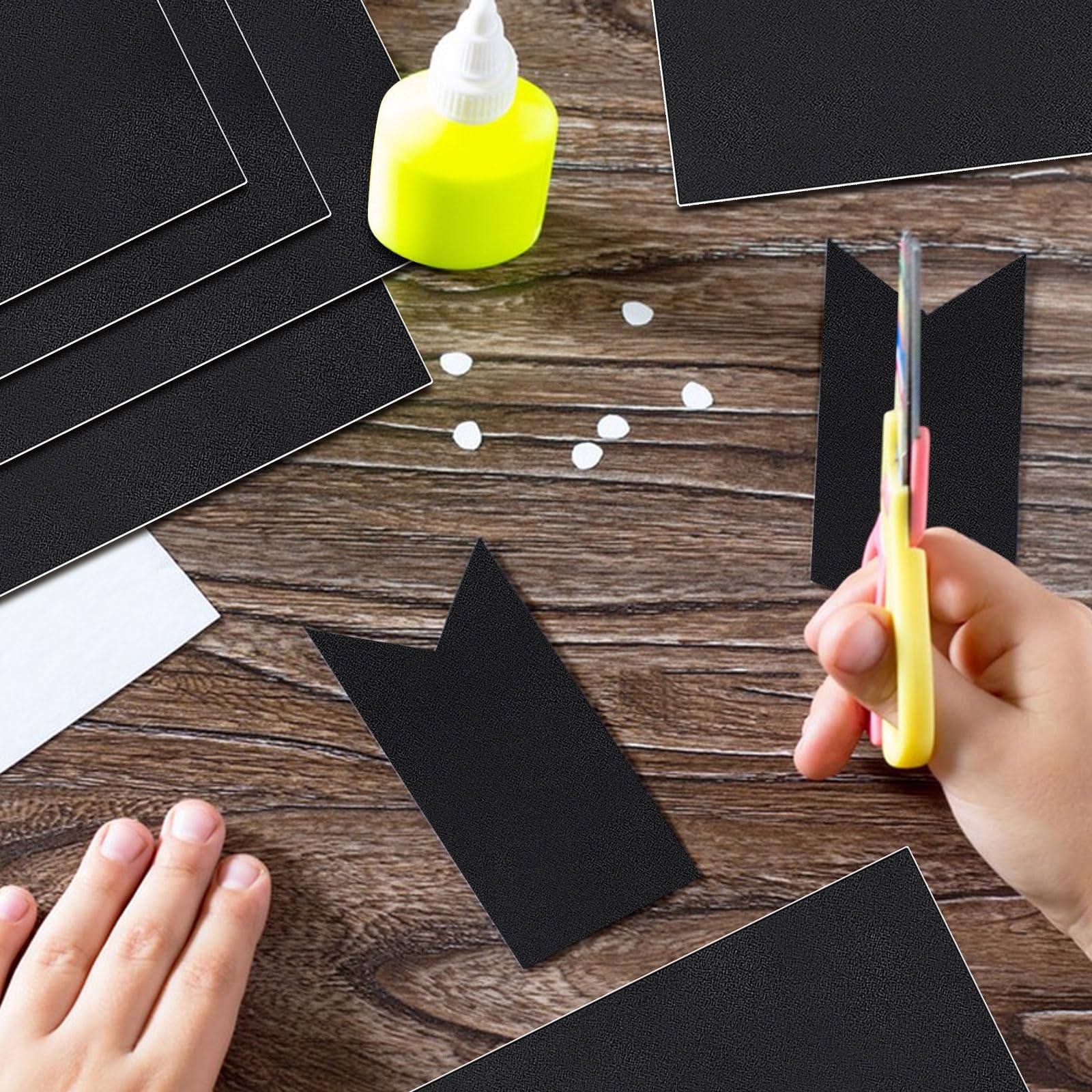 Simsky 6 Stück Selbstklebende Schaumstoffplatte, 300x210x3mm rutschfeste Schaumstoffmatte mit Kleberücken Moosgummi Platten Polster für Möbel DIY Türen, Schwarz