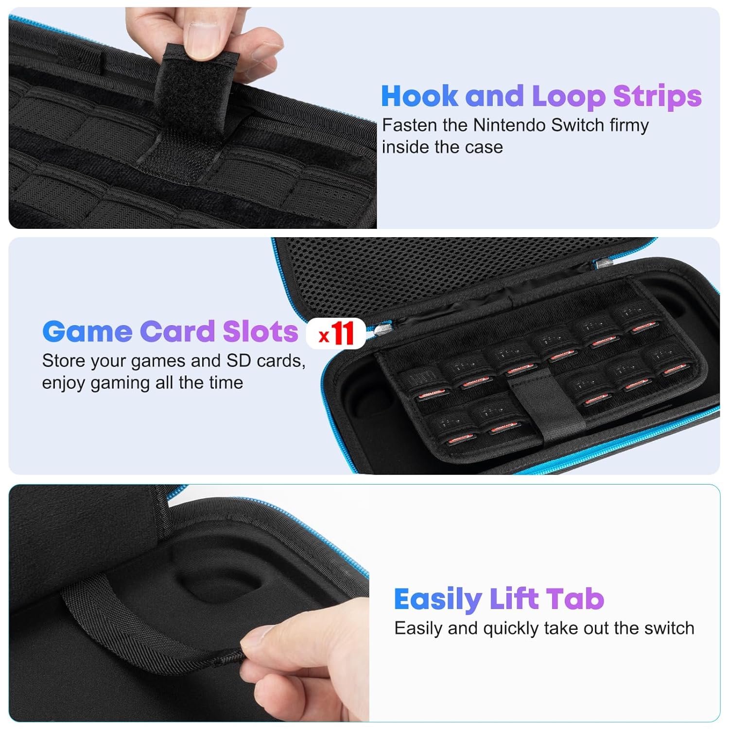 NIFUYOP Carrying Case for Nintendo Switch 2 2025, Hard Travel Case with Game Card Slots Protective Cover, Large Storage Bag for Switch 2 and Accessories - Image 7