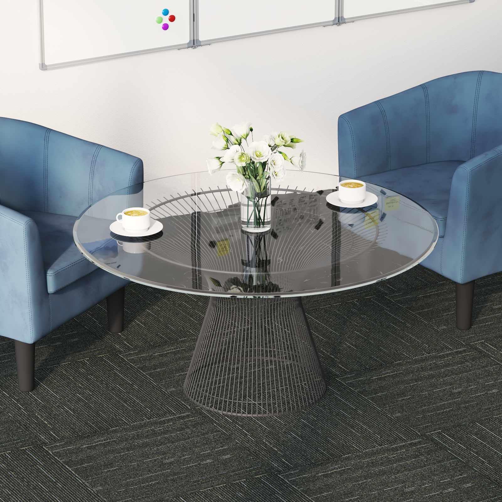 Gestreifte Hellgrüne Teppichfliese 50x50 cm 4er Pack für Innenräume, Schalldämmung, Bodenbelag, einfache Reinigung, vielseitig geeignet für Wohnzimmer, Schlafzimmer, Flur, Büro, Renovierung