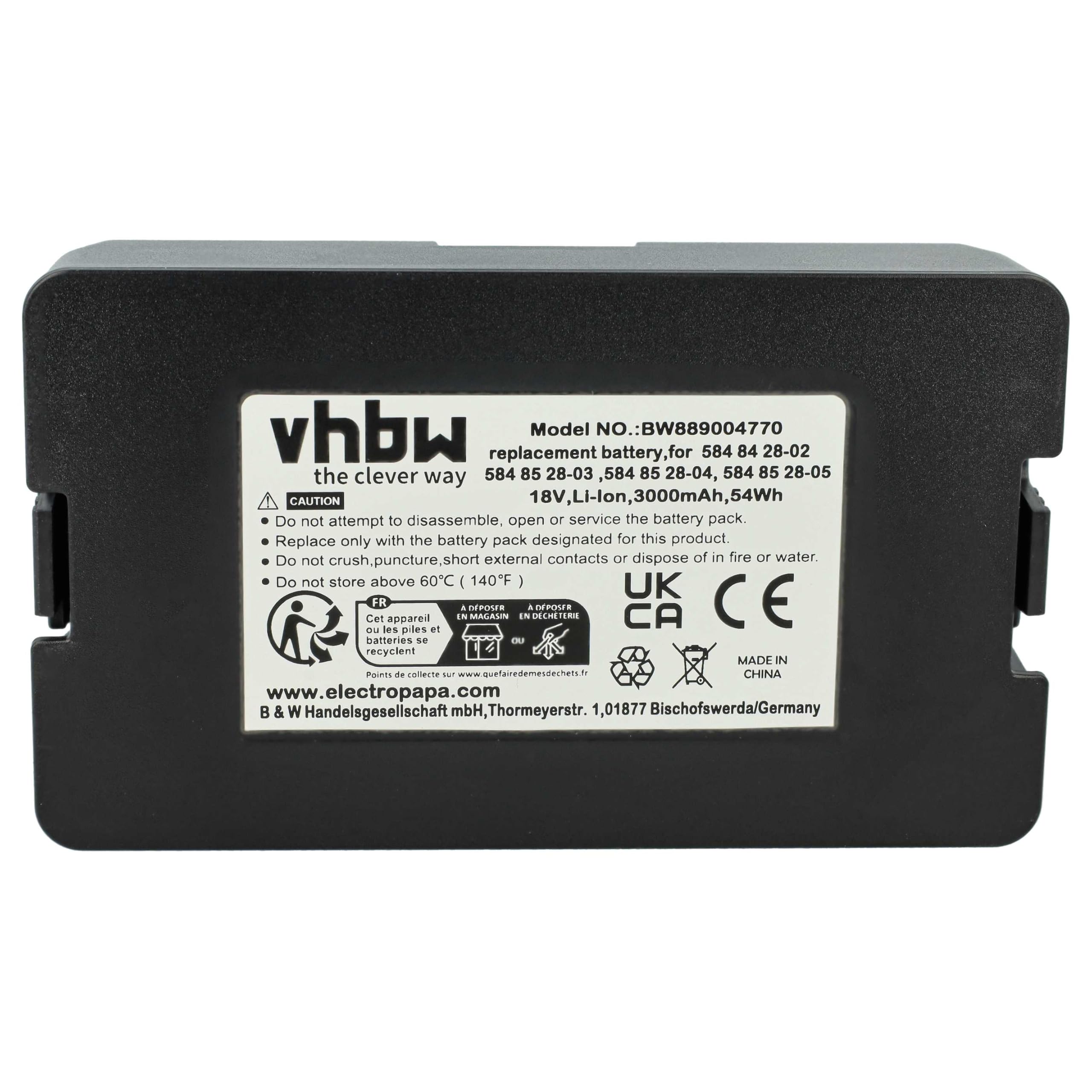 vhbw Akumulator kompatybilny z kosiarką Gardena SILENO (2020) (3 Ah, 18 V, litowo-jonowy)