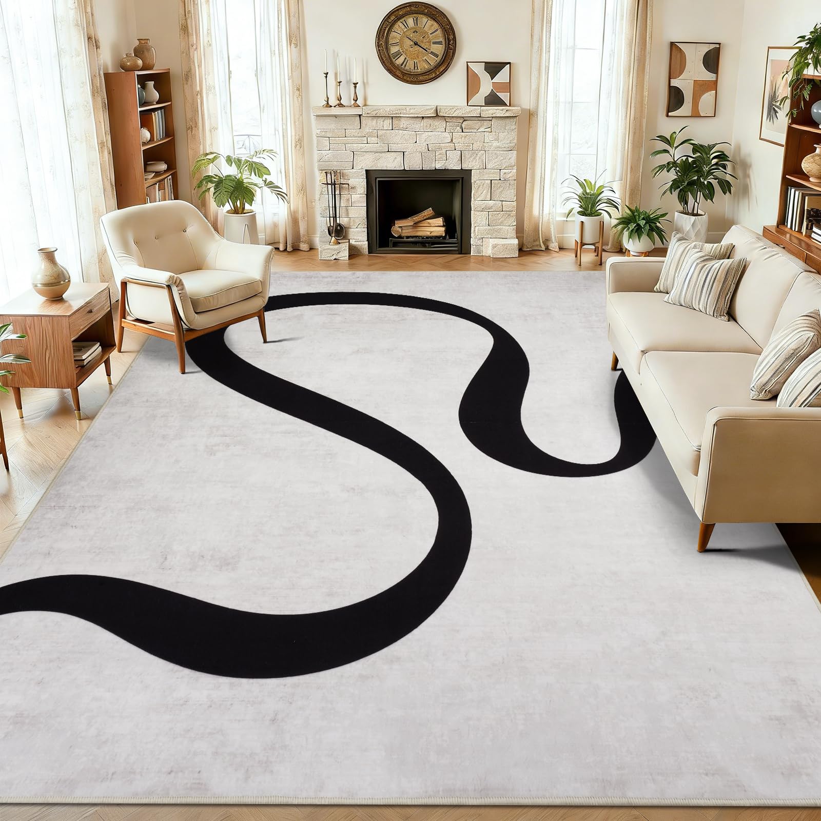Homcomodar Rugs Living Room Large 160x230cm Modern Washable Rug for Bedroom — image 1