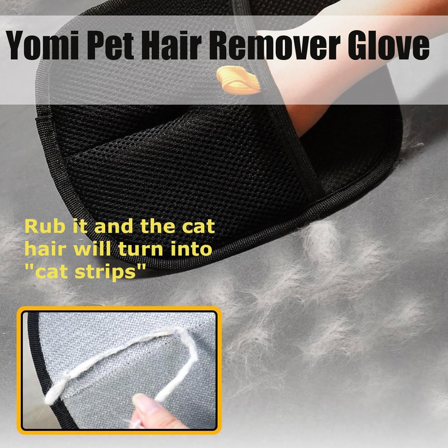 Kivori Pet Grooming Gloves, Kivori Electrostatic Gloves Pet Hair, Dual-Sided Grooming Glove for Dogs & Cats, Reusable Pet Hair Removal Glove for Furniture, Clothes & Car Seats (1 PCS) - Image 2