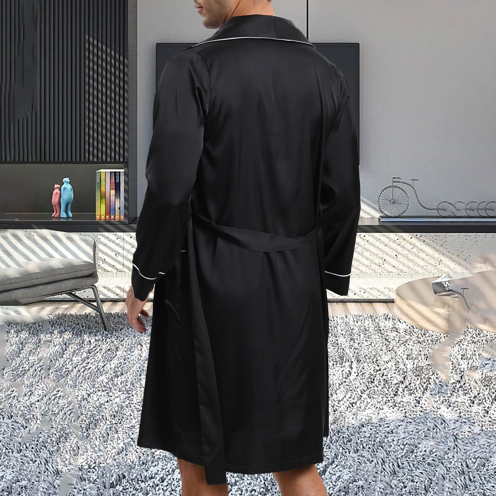 Ensemble de pyjama 2 pièces pour homme - Peignoir court + vêtements de nuit - Kimono d'été - Pyjama sexy et léger - Short court - Léger et doux