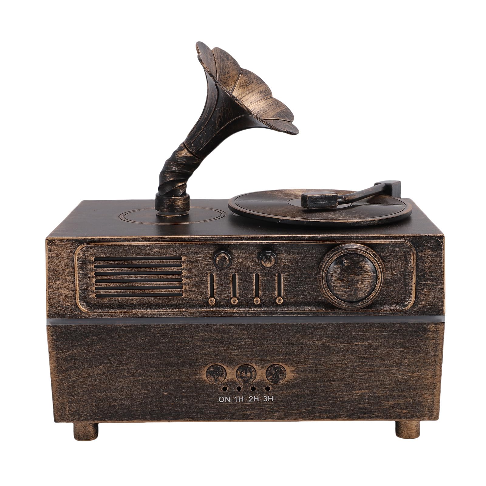 Asixxsix Retro-Aromatherapie-Luftbefeuchter, Vintage-Gramophon-Stil Ultraschall-Kühlnebeldiffusor mit Fernbedienung und Lautsprecher für Heimbüro-Schlafzimmerdekoration, Spa-Entspannung