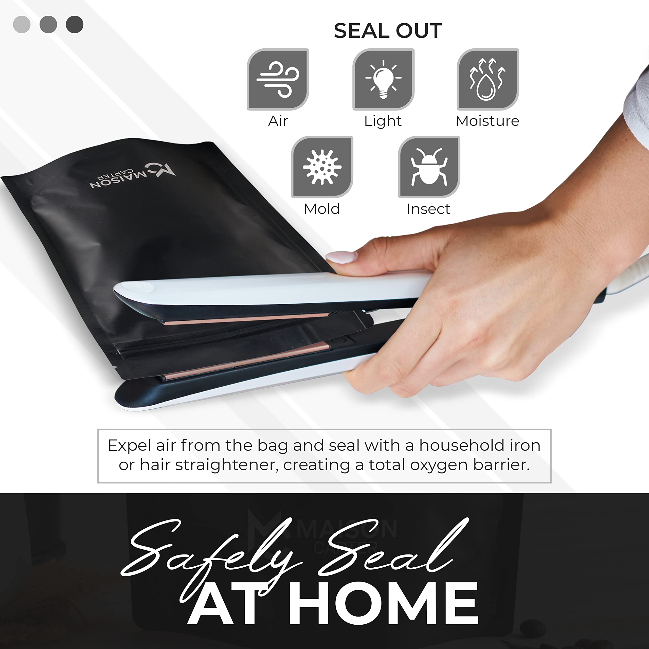 Mylar Bags for Food Storage 50 Pack 3 Bag Sizes Small, Medium & 1