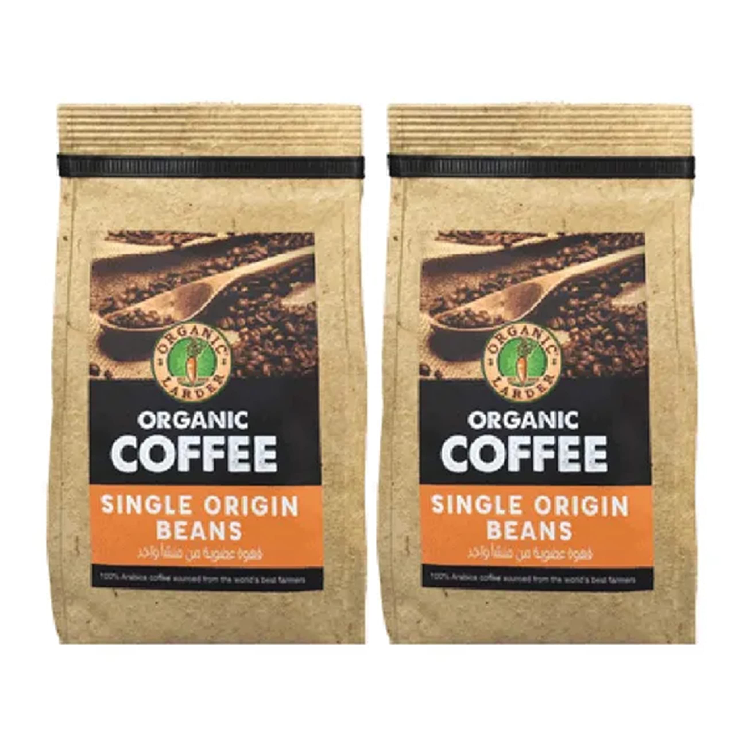 Organic LarderCoffee Single Origin Beans, 250g (Pack of 2)