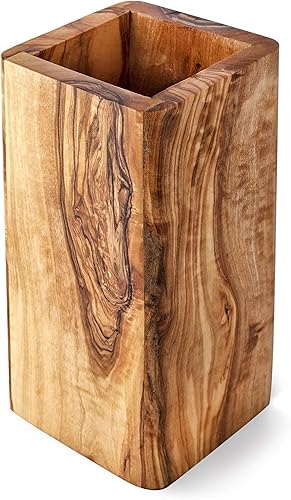 Miniatura 3 de Juego de utensilios de cocina, juego de utensilios de madera de olivo, 7 cucharas de cocina y espátulas con soporte, 7 piezas antiadherentes, no