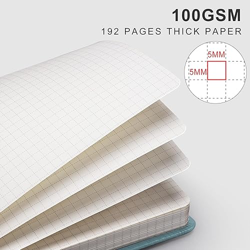 Miniatura 37 de EMSHOI Cuaderno de papel cuadriculado, 8.5 x 11 pulgadas, tapa dura de cuero para mujeres y hombres, 192 páginas de 3.53 oz/m², papel cuadriculado