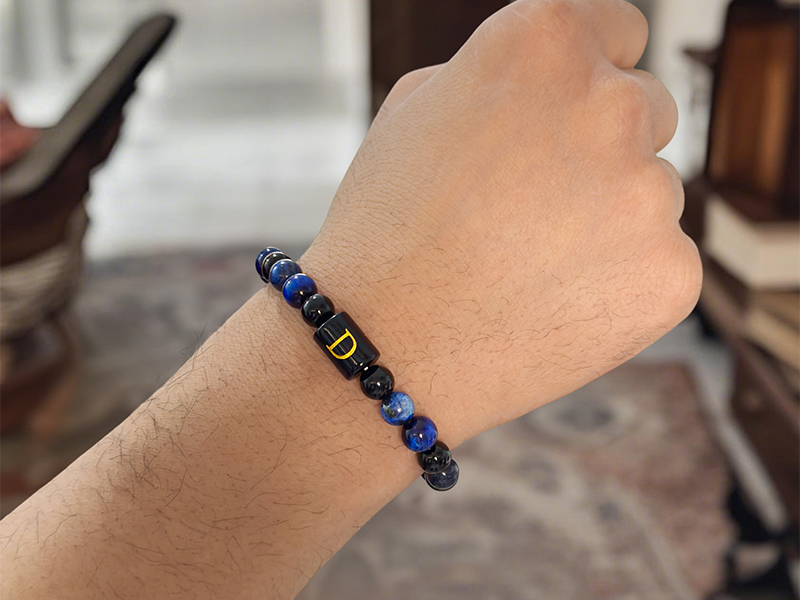 Pulsera para Hombre con Ojo de Tigre Azul y Lapislázuli miniatura 7
