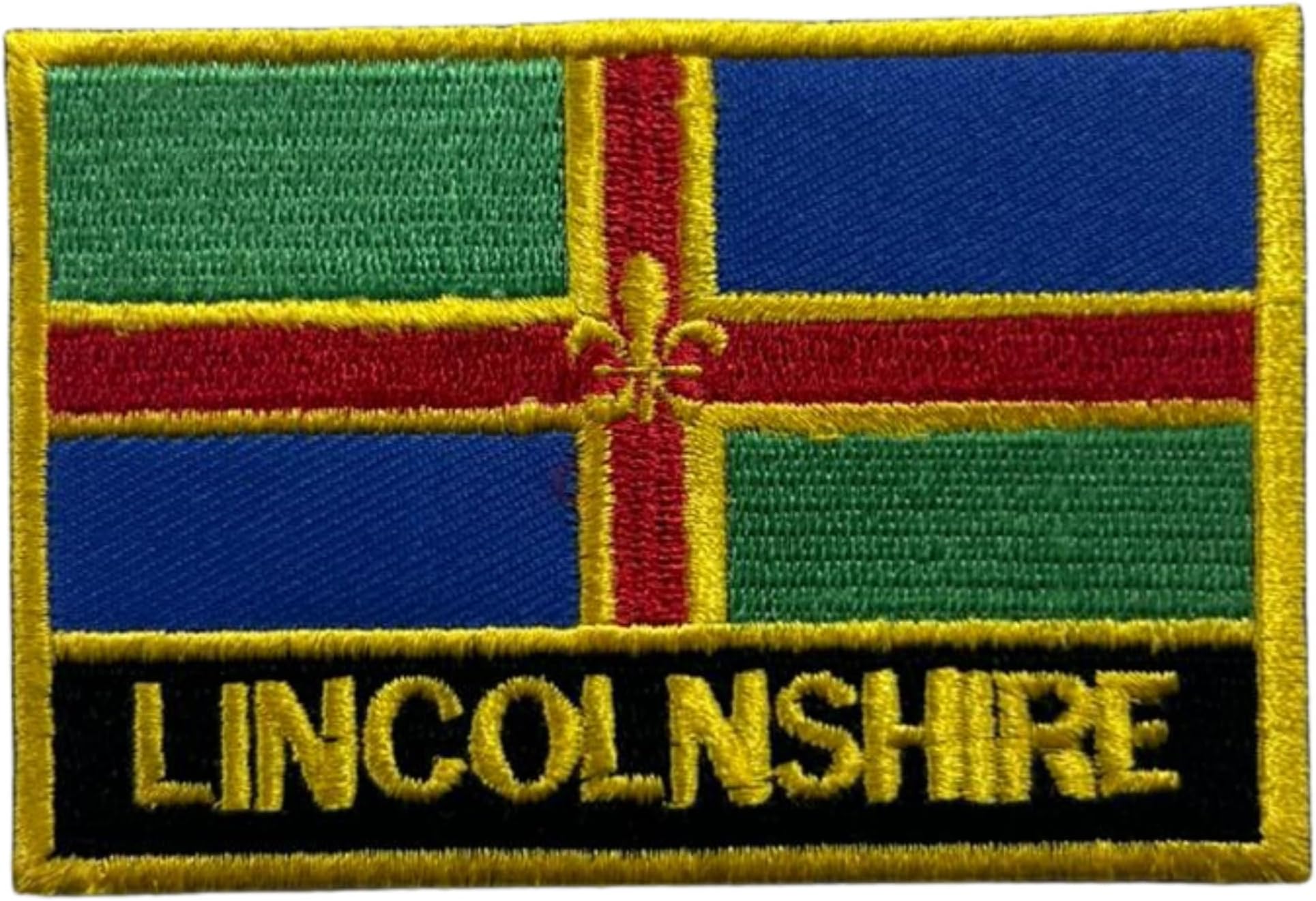 UK County Flag Patch All Counties Embroidered 9.5 x 6 cm Iron-On or Sew-On Badge Applique British Emblem for Jacket Backpack Clothes DIY Crafts (Lincolnshire)
