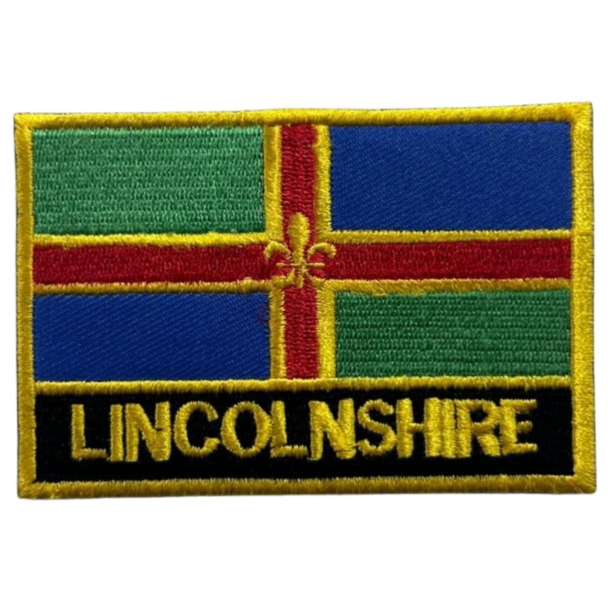UK County Flag Patch All Counties Embroidered 9.5 x 6 cm Iron-On or Sew-On Badge Applique British Emblem for Jacket Backpack Clothes DIY Crafts (Lincolnshire)