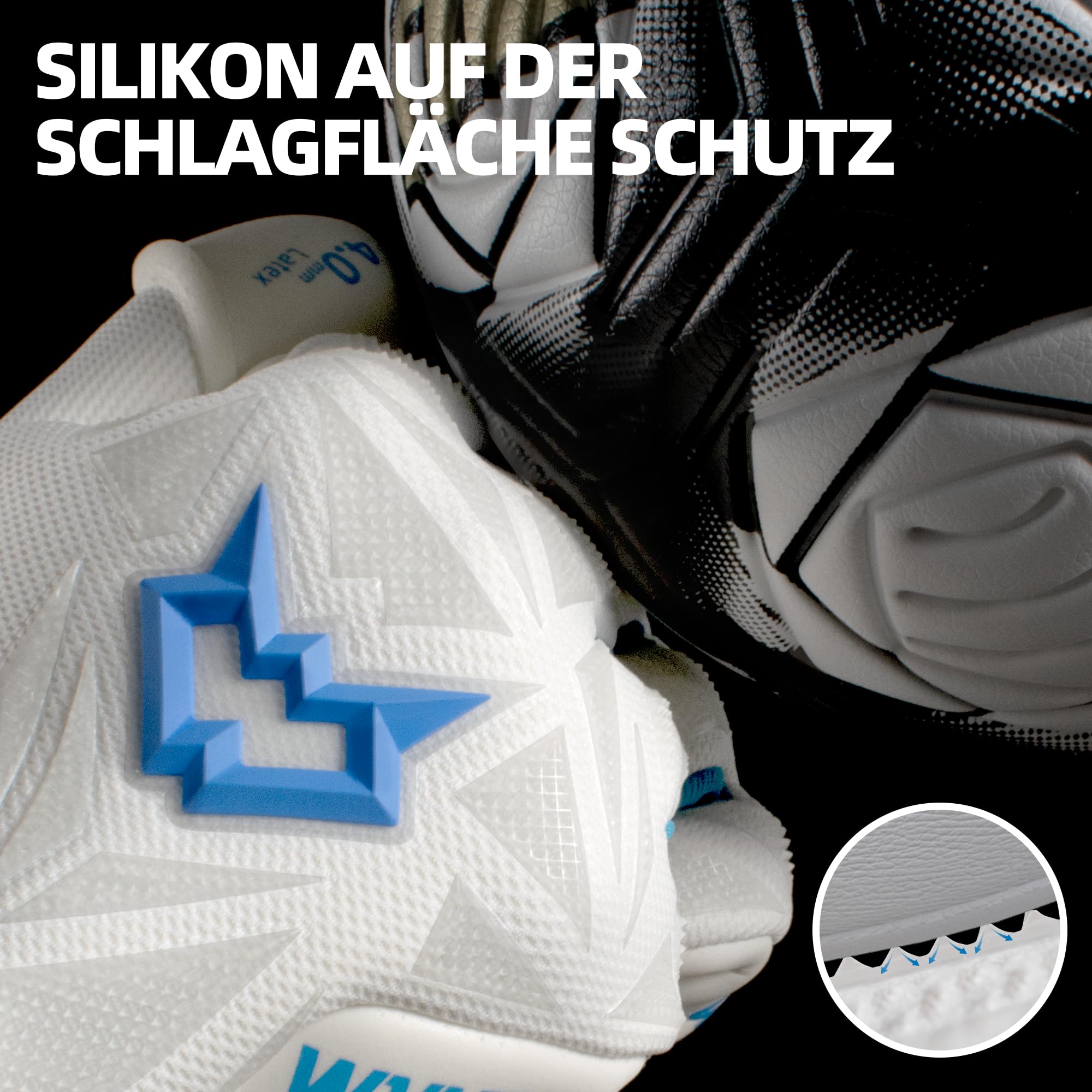 WVVOU Torwarthandschuhe Herren Und Kinder, Atmungsaktiv Fußballhandschuhe, Größe 6–10, 8–15+ Jahre, 4+3 mm Sticky Latex, Starker Grip