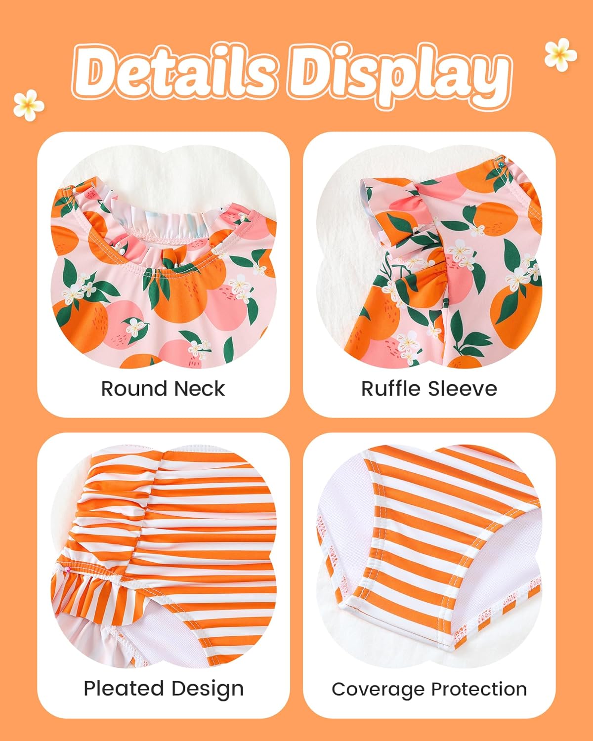 Mioglrie Toddler Girls Swimsuit Little Girls Long Sleeve Two Piece Ruffle Rash Guard Bathing Suit Kid Swimwear 2-6 Years - Image 4