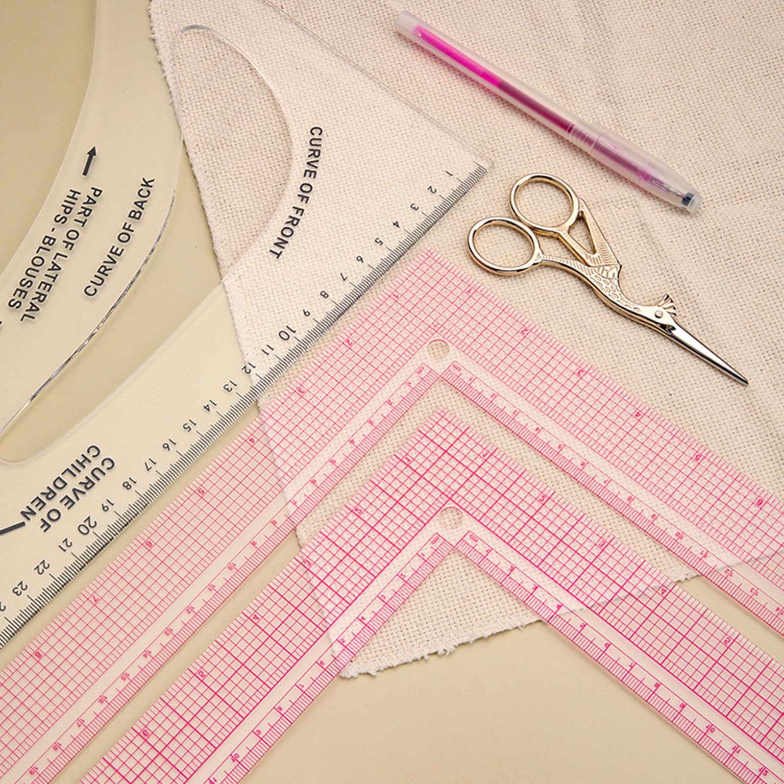 Regla multifuncional de patchwork con escala transparente para coser y hacer manualidades