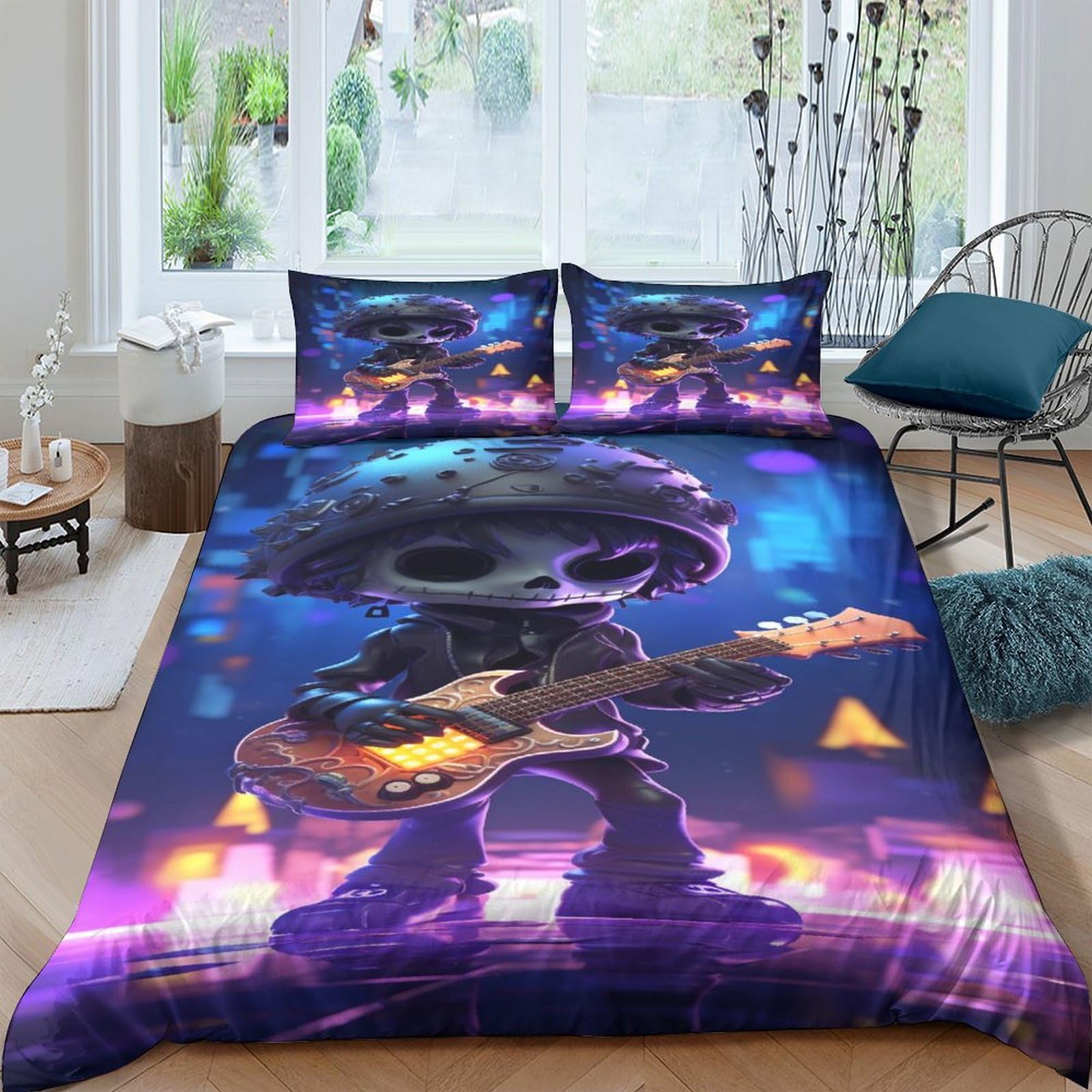 Housse de couette guitare 200x200 cm pour chambre d'ado ou studio de musicien