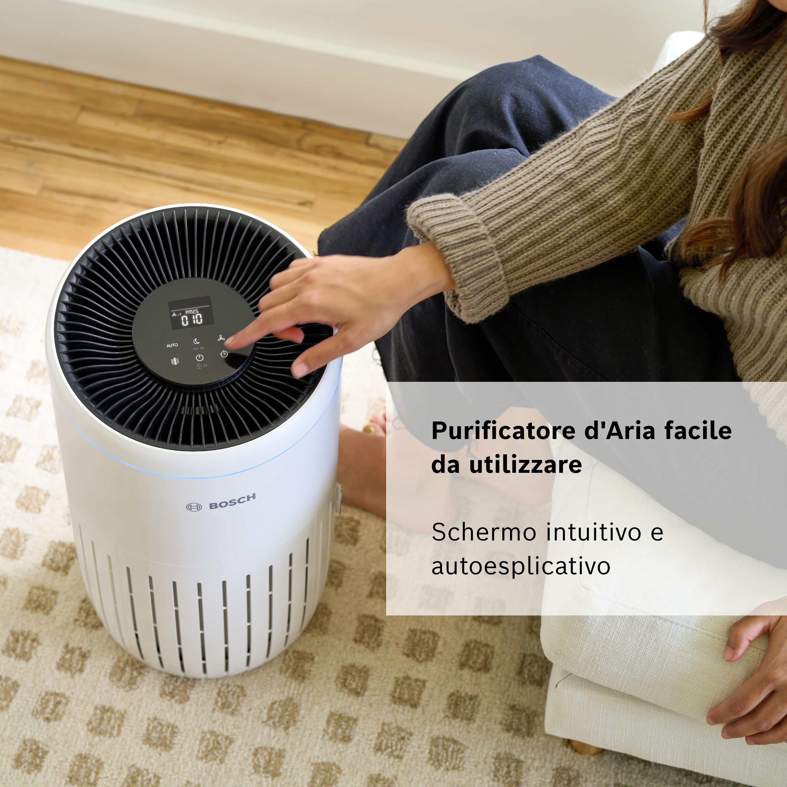 Bosch Air 4000 Purificatore d’Aria - Rimuove gli inquinanti, include filtro aria e modalità sleep (< 25 dB(A)) - per superfici fino a 62,5 m² - con modalità automatica - CADR: 300 m³/h