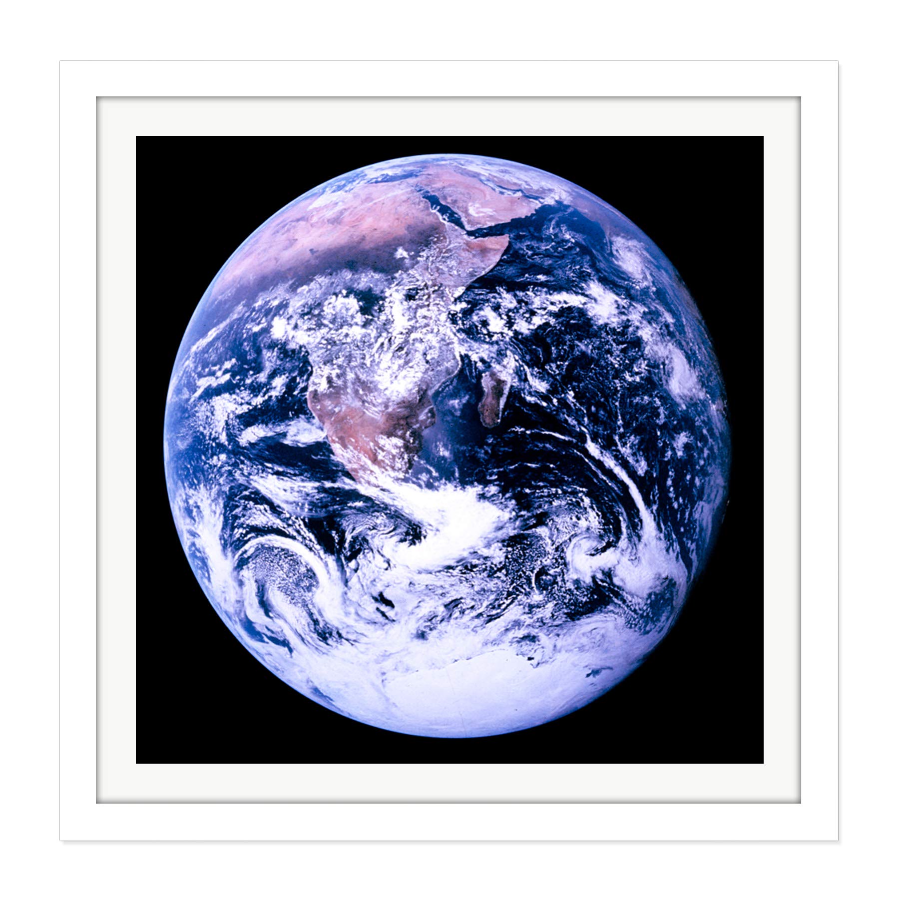 Space NASA Earth Apollo 17 Blue Marble Photograph Square Wooden Framed Wall Art Print Picture 16X16 Inch