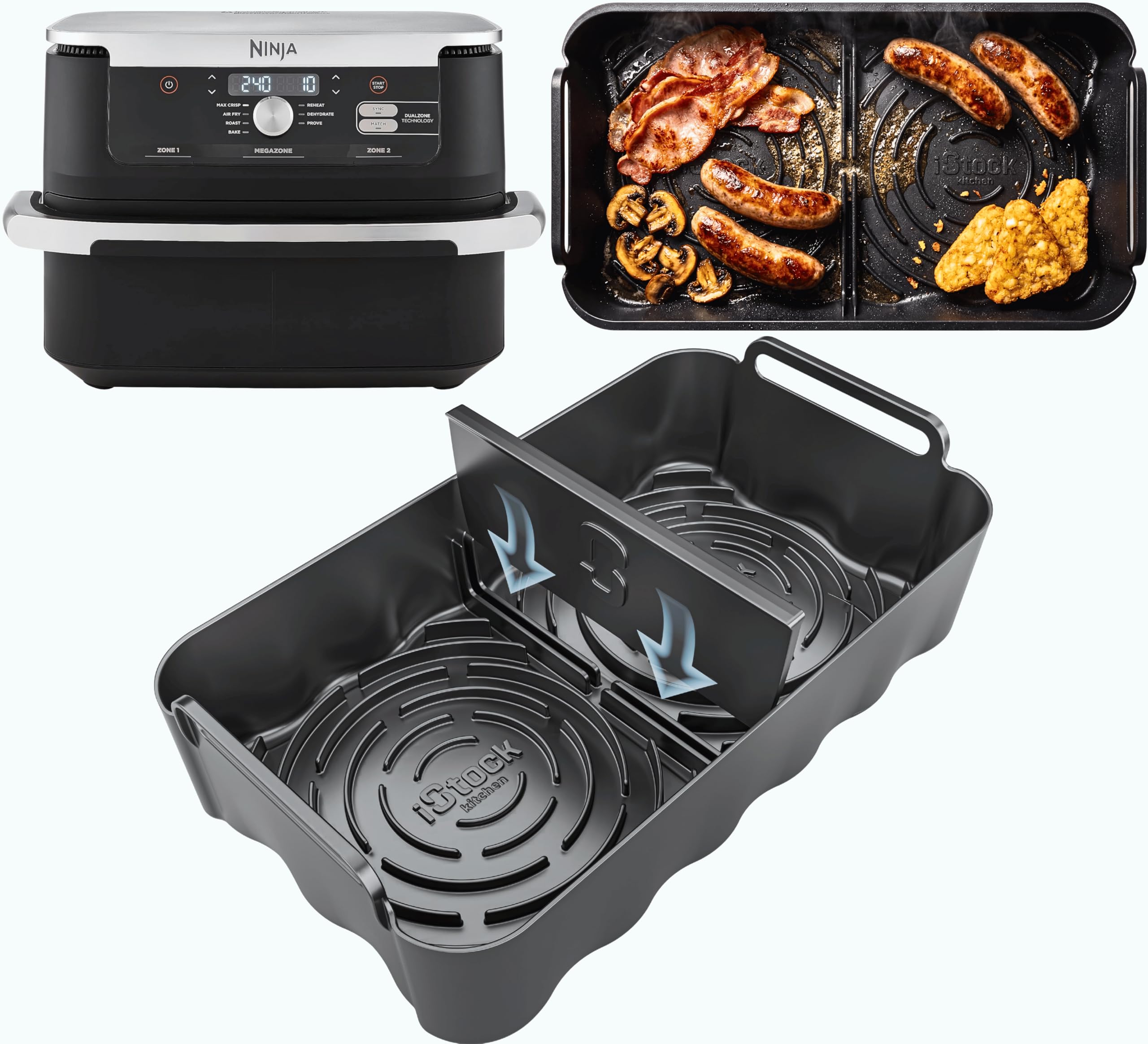 AirFlow Max™ Ninja FlexDrawer 10.4L AF500UK 3-in-1 Silicone Liner with Divider | Glove-Like Fit | 3.5mm Thick with 15mm Ridges for Airflow | Ninja AF500UK Accessories 1PC | by iStock Kitchen