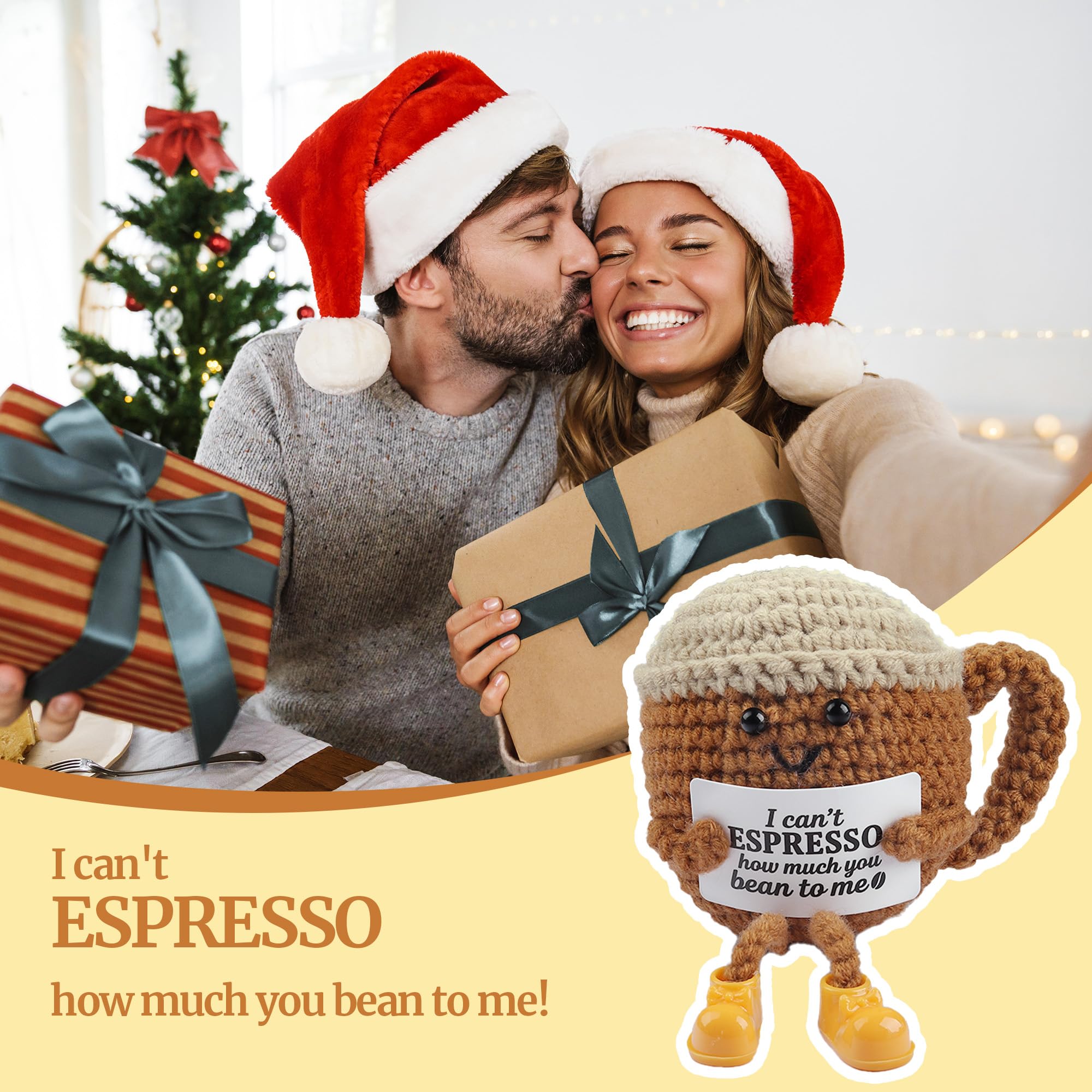 Joeyan Set Regalo per Persona Speciale – Supporto Emotivo all'Uncinetto e Tumbler Vetro 20oz Coperchio Cannuccia per Caffè Freddo, Regalo Compleanno per Amanti Caffè, Uomo e Donna