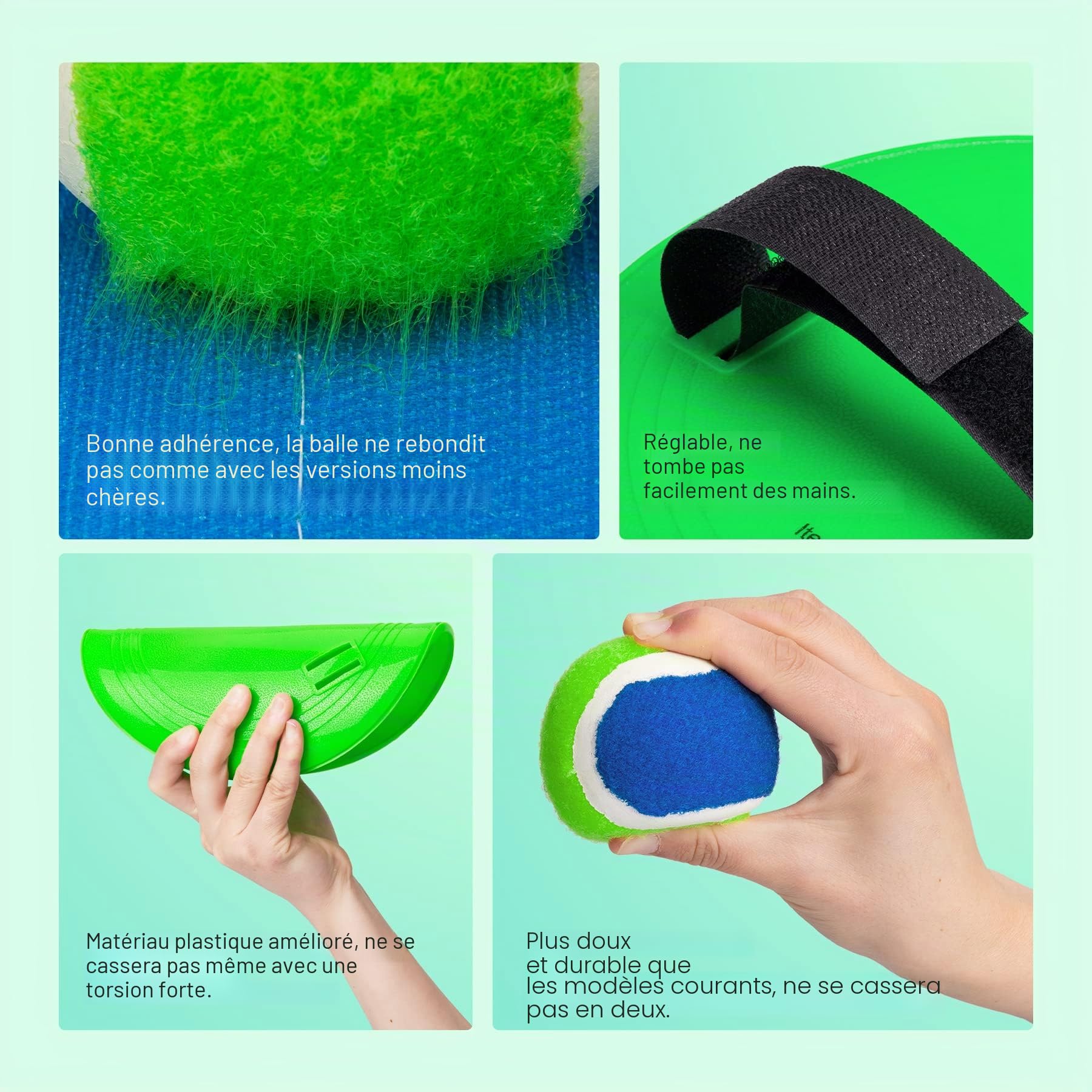 INPODAK Enfants Lancer Catch Ball Jouet Jeu de Balle avec Raquettes pour Enfants 3-12 Ans Jeu Ensemble avec 4 Raquettes 4 Balles et 1 Sac de Rangement Raquette de Plage pour Jardin Piscine Plage