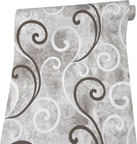 Miniatura 4 de Helianthusun Rollo de papel tapiz de 32.8 pies de color marrón y blanco, para decoración de pared, papel de vinilo autoadhesivo para cajones,