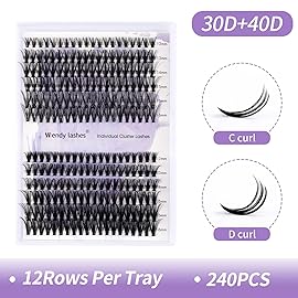 DIY Lash Clusters Natural Wispy: 280Pcs, 30D+40D, Wendy, Ultra-light, Natural, Wispy, Waterproof, Cat Eye, D Curl, 12-16mm Mixed, RR126