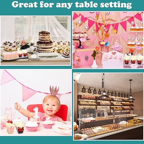 Miniatura 6 de HawHawToys Paquete de 120 tazas de postre de 4.5 onzas con tapas y cucharas, tazas cuadradas de plástico para postres para postres de fiesta, servir