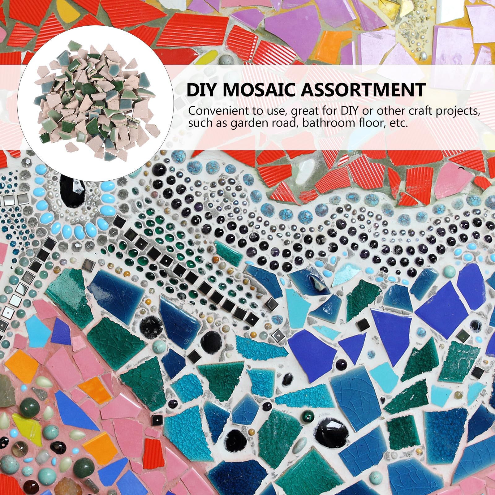 Piezas de Mosaico de Cerámica Irregulares de 200g para Manualidades y Decoración, Surtido Glaseado Práctico y Creativo para Proyectos de Bricolaje