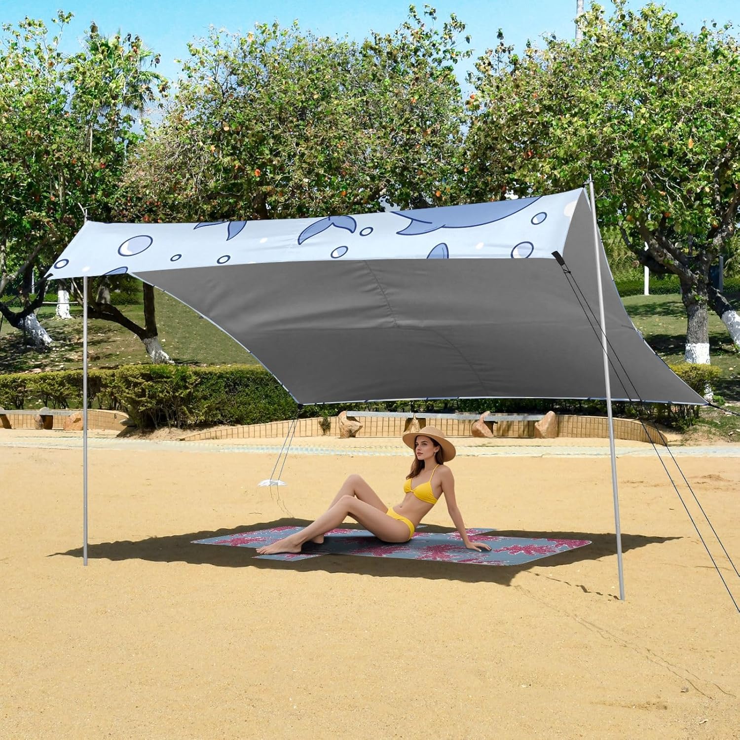 Whale Camping Sun Shelter, Beach Tent Portable Beach Sun Shade Outdoor Canopy for Camping Trips Fishing Picnic