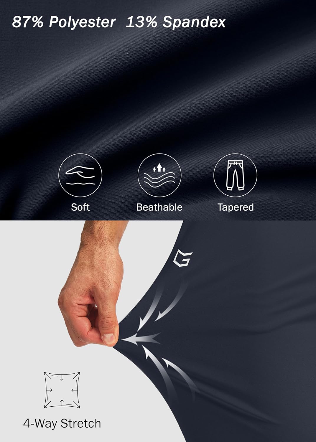 G Gradual Men's Joggers with Zipper Pockets Workout Track Pant Stretch Sweatpants for Men Athletic, Gym, Running - Image 5