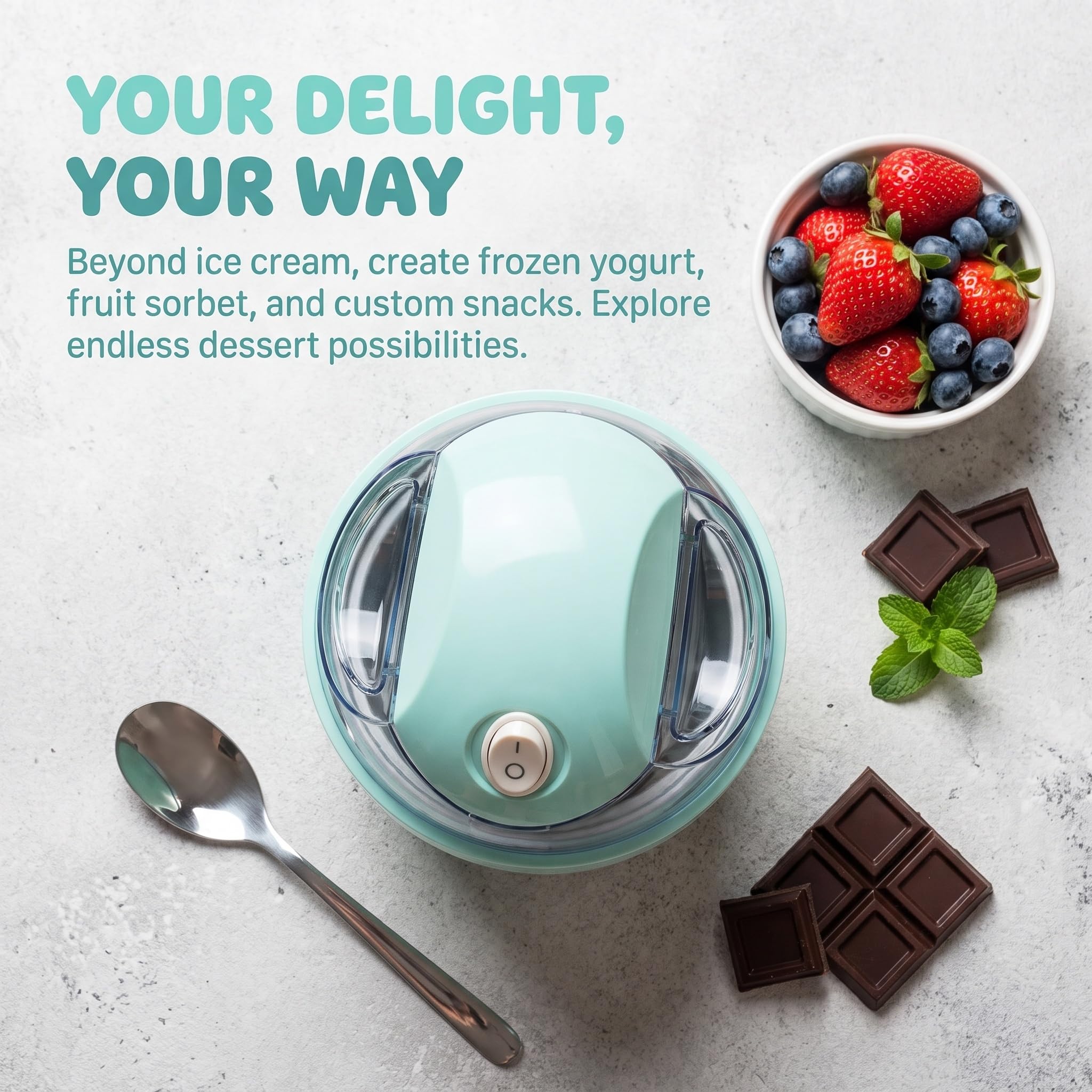 Kleine Mini-eismaschine Für Zuhause, Schnelle Zubereitung Von Eiscreme In Nur 15 Minuten Mit Ein-knopf-bedienung, Ideal Für Die Zubereitung Von Gelato, Gefrorenen Leckereien Und Sorbet Für Die