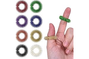 Wisdompro 16-Pack Spiky Sensory Fidget Rings: Tactile Relief for Kids and Adults