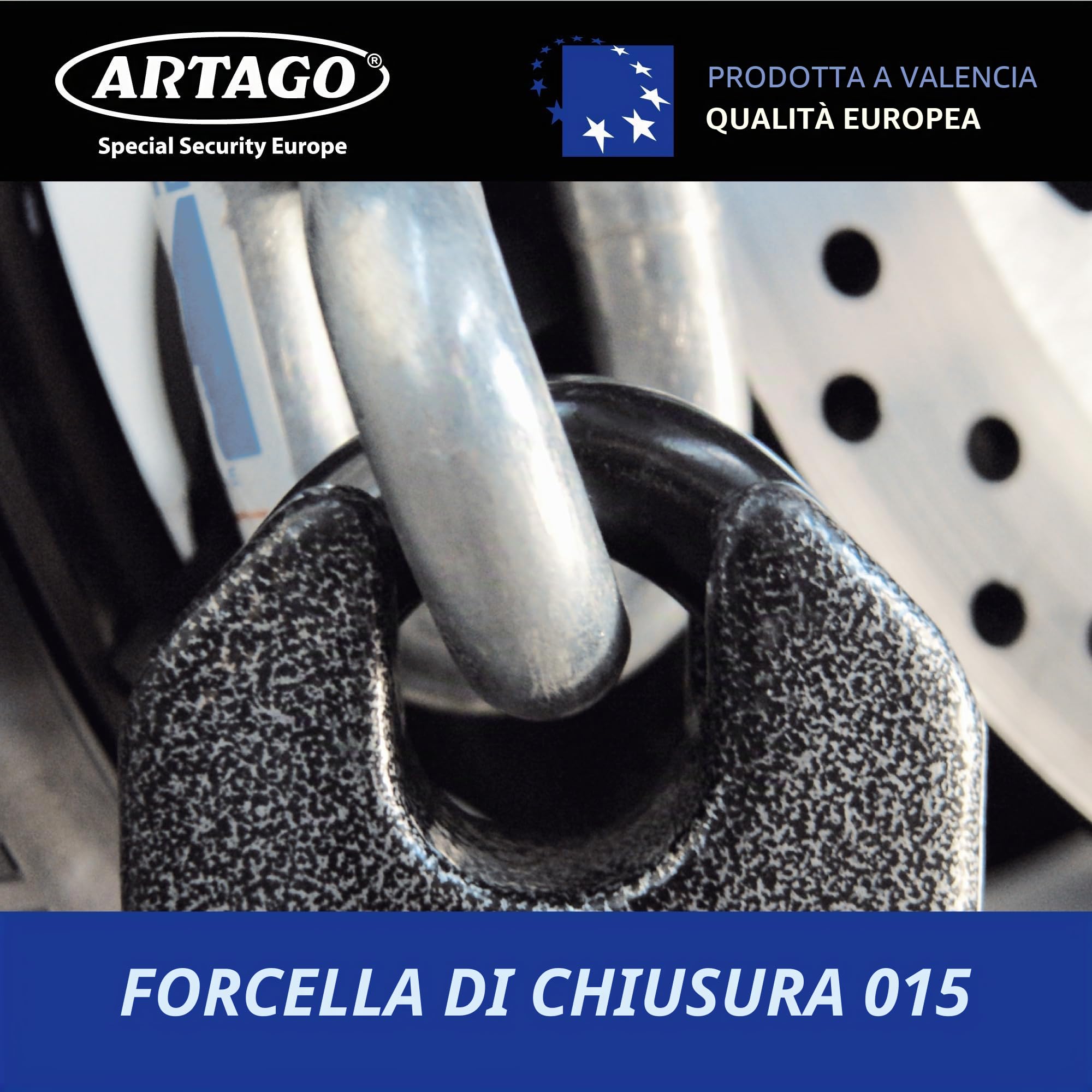 Artago 68T150 Catena Moto Antifurto Pesante ad Alta Sicurezza, Omologata Sold Secure, ø15 150cm, BUNKER SELECTION, Lucchetto MONOBLOK in Acciaio Forgiato, Catena Cementata Antifurto per Moto Scooter