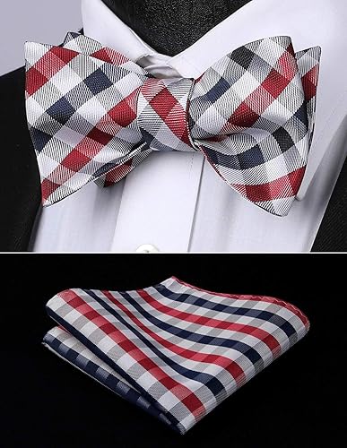 Miniatura 3 de HISDERN Pajaritas para hombre, 3 piezas, conjunto mixto de pajarita y pañuelo de bolsillo, clásico formal, esmoquin para boda y fiesta