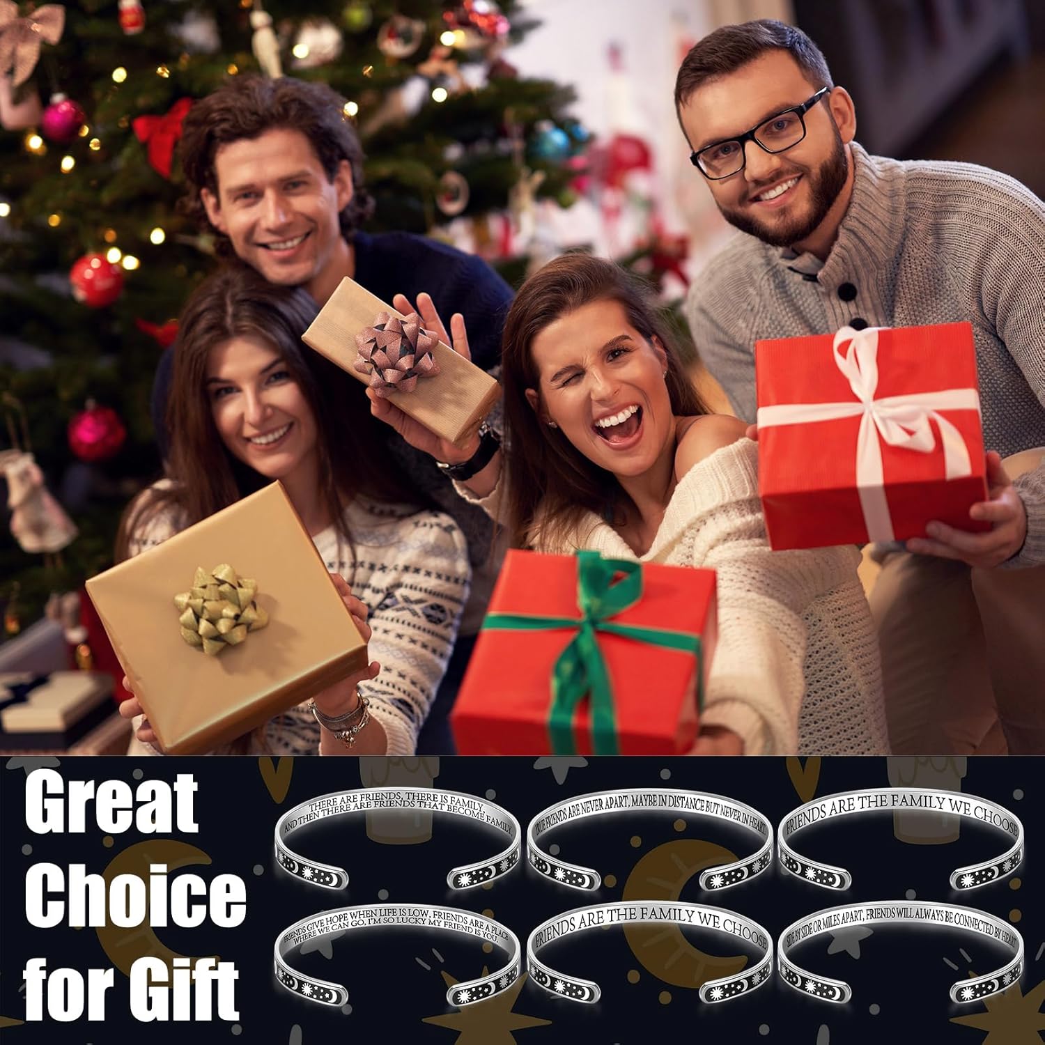 Tondiamo 6 Pack Galentine's Day Friendship Bracelets Gifts for Women Engraved Cuff Bracelets Friends Inspirational Stainless Steel Jewelry Friendship Gifts for Birthday Memorial for Her Mom - Image 5