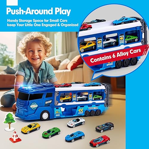 Miniatura 6 de Juguetes para niños de 3 años  2 en 1 se transforma en pistas de carreras con lanzador dual para niños de 3 a 5 años  juguetes de 2 años para niños