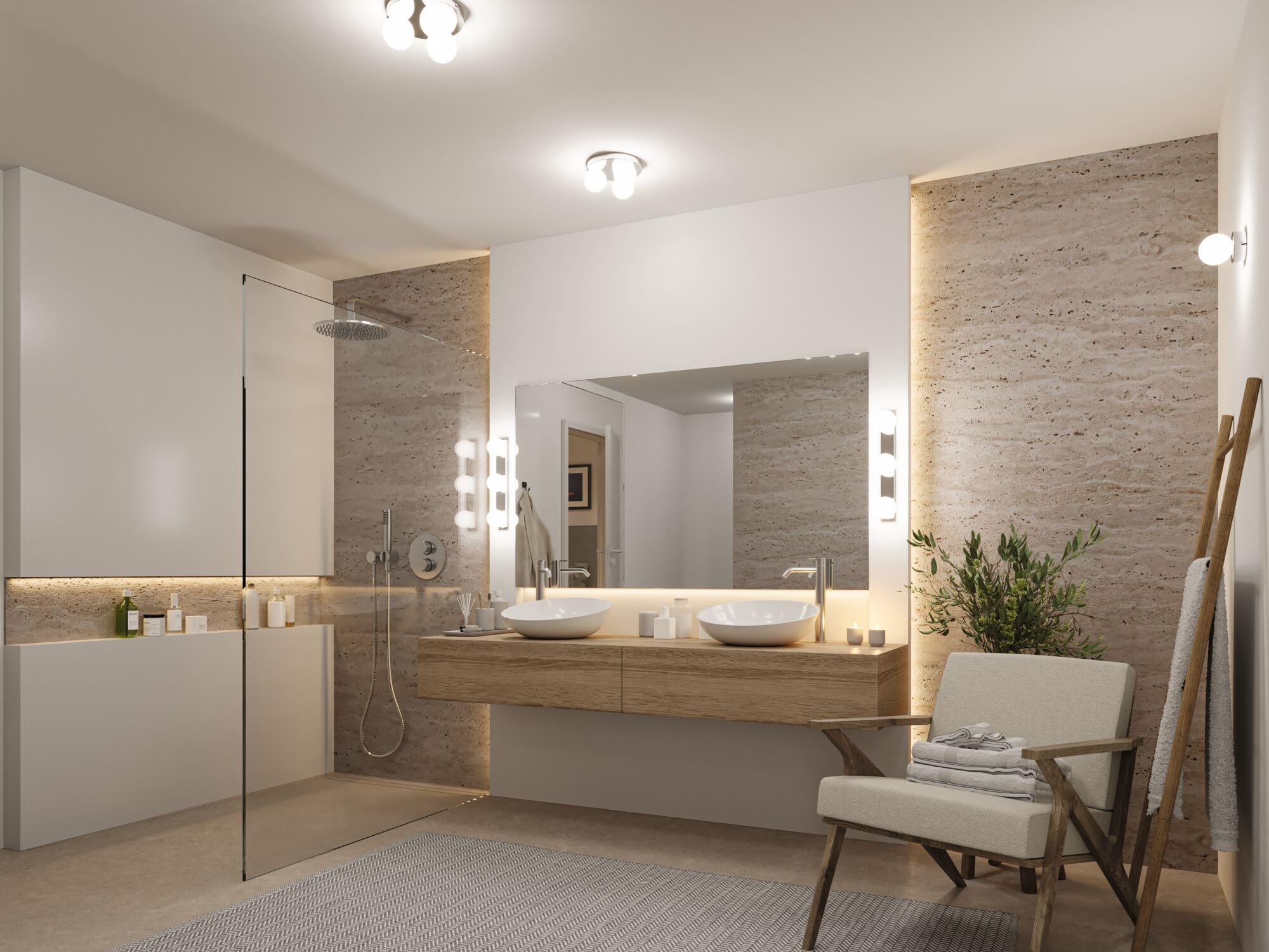 Paulmann 71063 Aplique Selection Bathroom Gove IP44 G9 230 V máx. 3x20W regulable, cromo, satinado, luminaria de baño