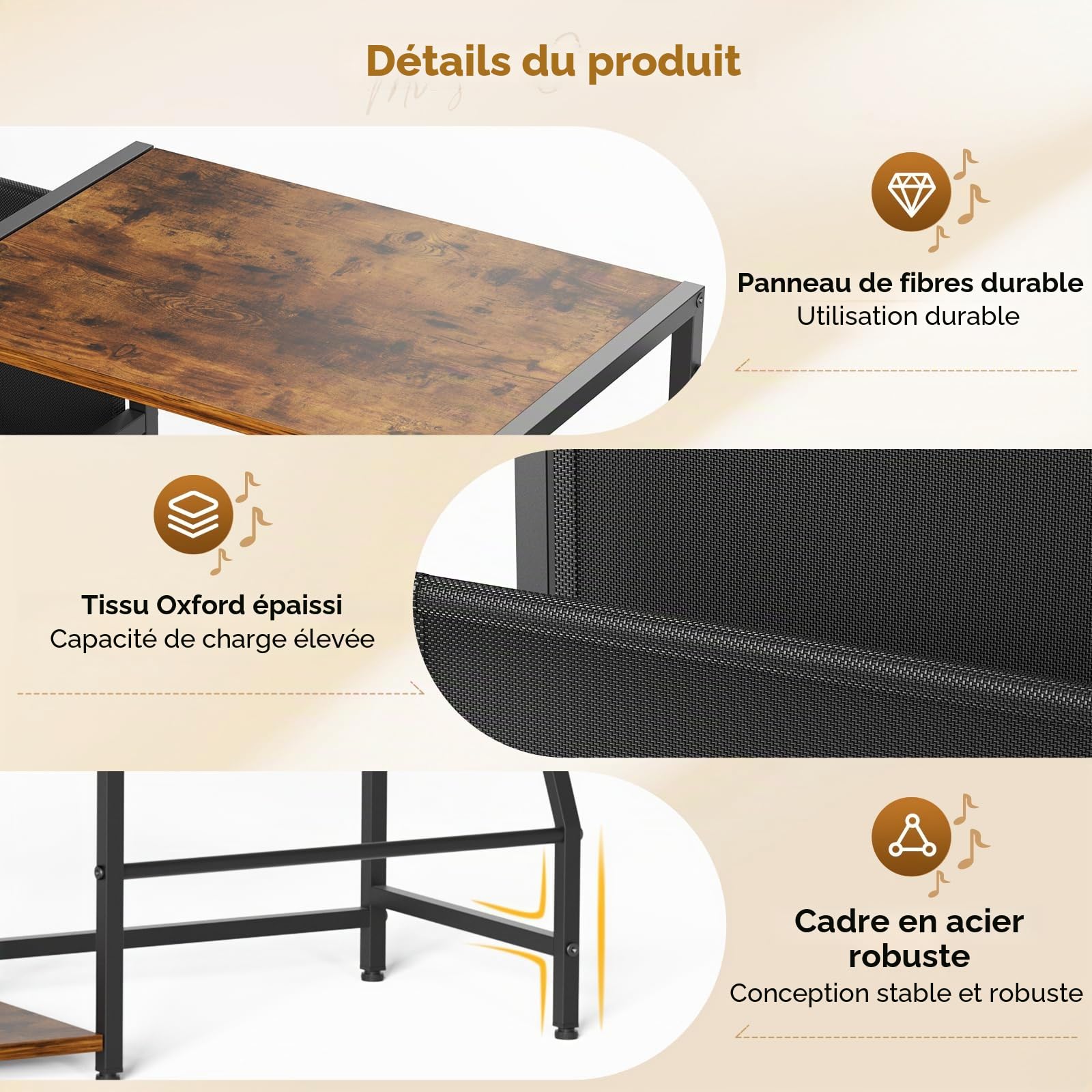 Support pour tourne-disques, table d'appoint à 3 niveaux, rangement de disques vinyles jusqu'à 200 albums, 123 x 30 x 73 cm, support de table tournante pour l'affichage et le rangement dans