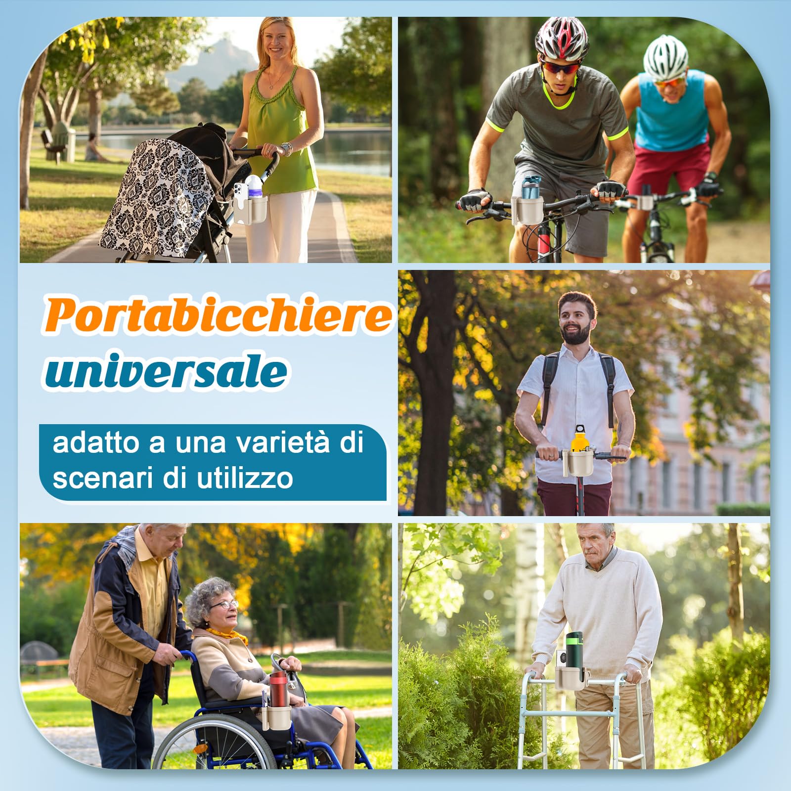 Portabicchieri per Passeggino,Guiseapue Portabicchieri Universale per Passeggino Portabicchieri Universale Regolabile portabottiglie Bici per passeggino bicicletta sedia a rotelle e moto (Beige)