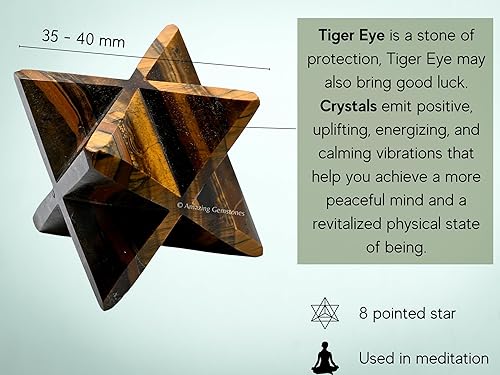 Miniatura 220 de Amazing Gemstone Larvikite Merkaba Crystal – Estrella de Merkaba metafísica de 1 pulgada para meditación – Cristal tetraedro energético y piedras